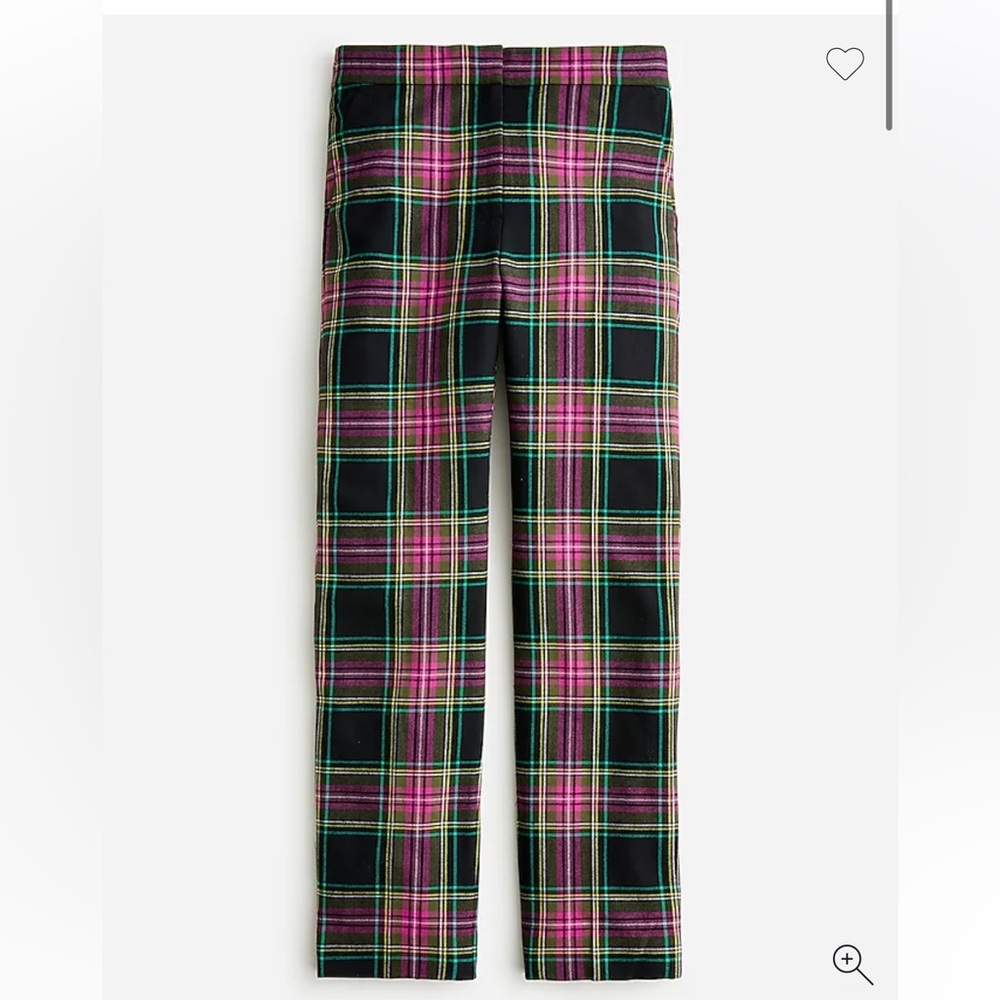 JCREW Kate straight-leg pant in pink Stewart tartan wool blend